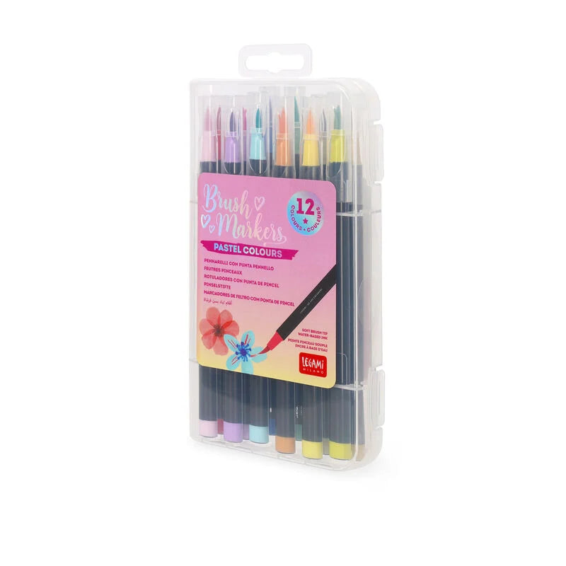 Conj. Marc. LEGAMI Brush Markers - 12 Cores Pastel