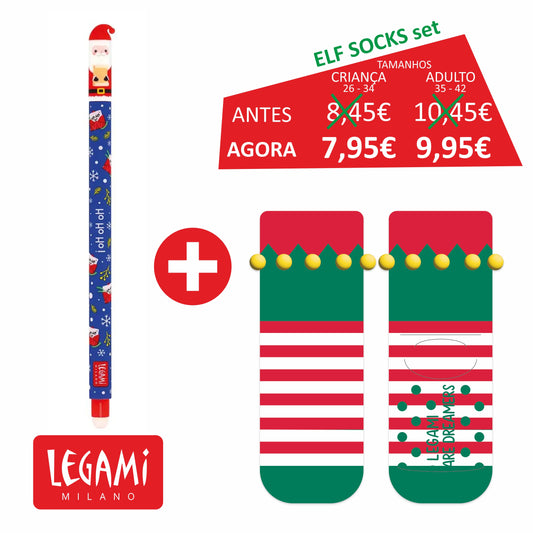 Promoção LEGAMI SANTA CLAUS - Erasable Santa Claus + Meias Antiderrapantes  Elf