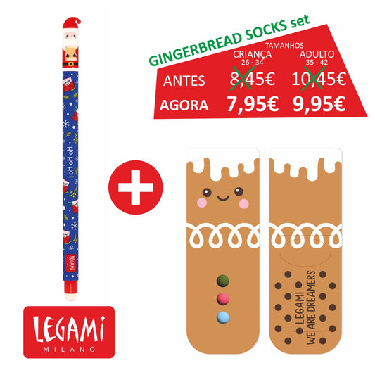 Promoção LEGAMI SANTA CLAUS - Erasable Santa Claus + Meias Antiderrapantes Gingerbread