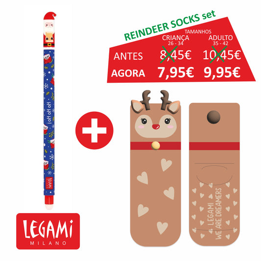 Promoção LEGAMI SANTA CLAUS - Erasable Santa Claus + Meias Antiderrapantes Reindeer