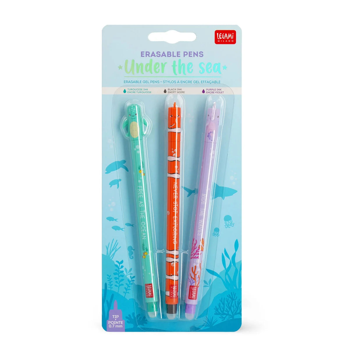 Conj. Esf. LEGAMI Erasable Pen - Sea - Turtle+Clownfish+Seah