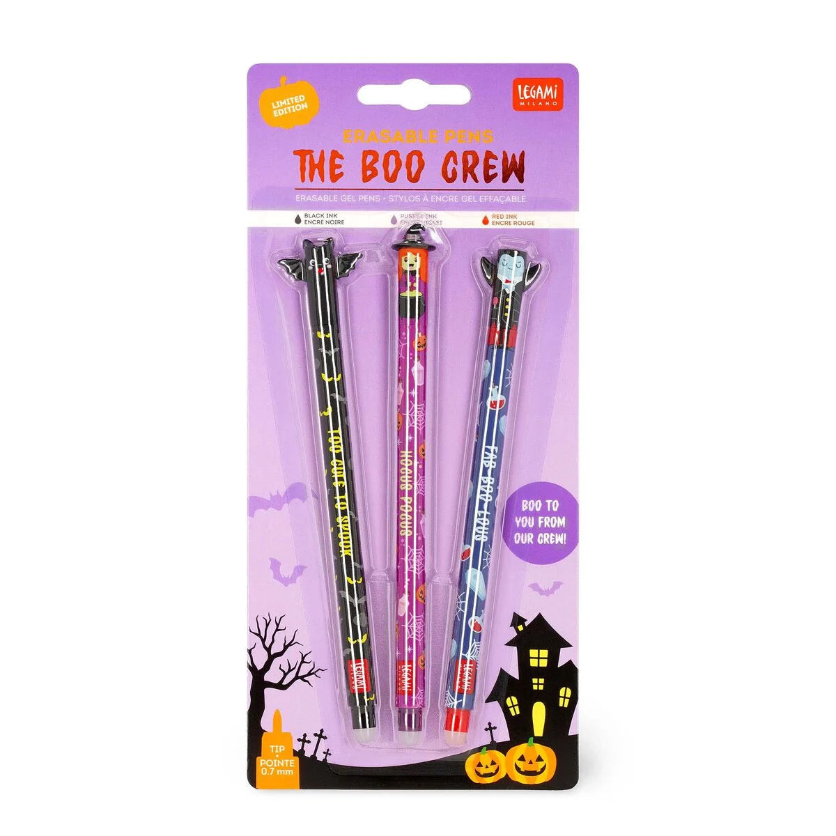 Conj. Esf. LEGAMI Erasable Pen - The Boo Crew - Bat+Witch+Va