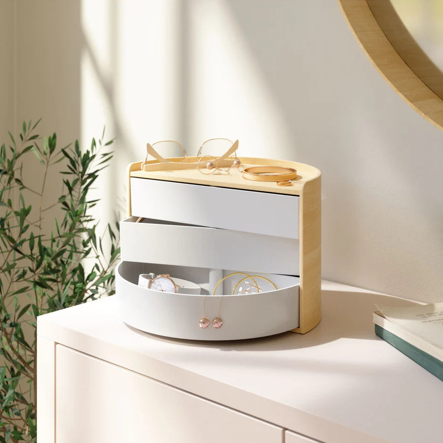 Porta-Objetos UMBRA MOONA STORAGE BOX - Branco/natural