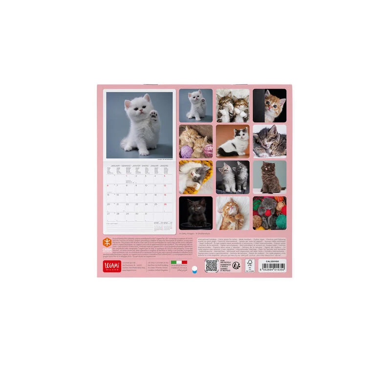 Calendário LEGAMI 2025 Wall Uncoated - 18x18 -Kittens