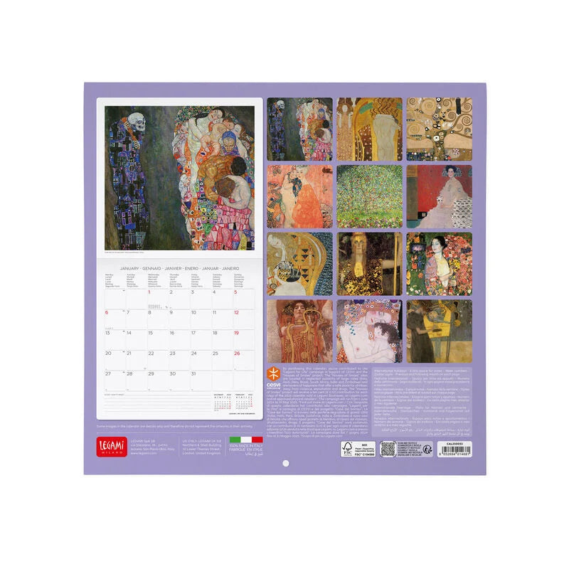 Calendário LEGAMI 2025 Wall Uncoated - 18x18 -  Gustav Klimt